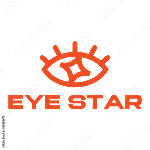 eye star flat minimalist logo design