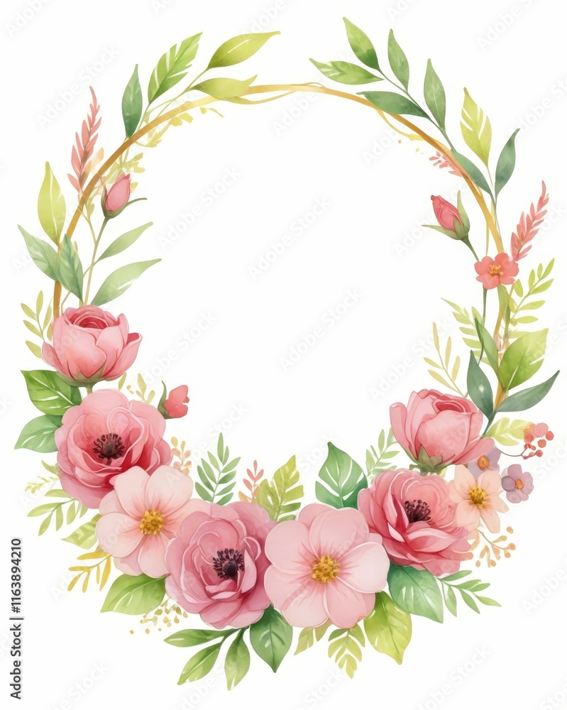 Obraz premium corona de flores de acuarela. tarjeta de invitación
