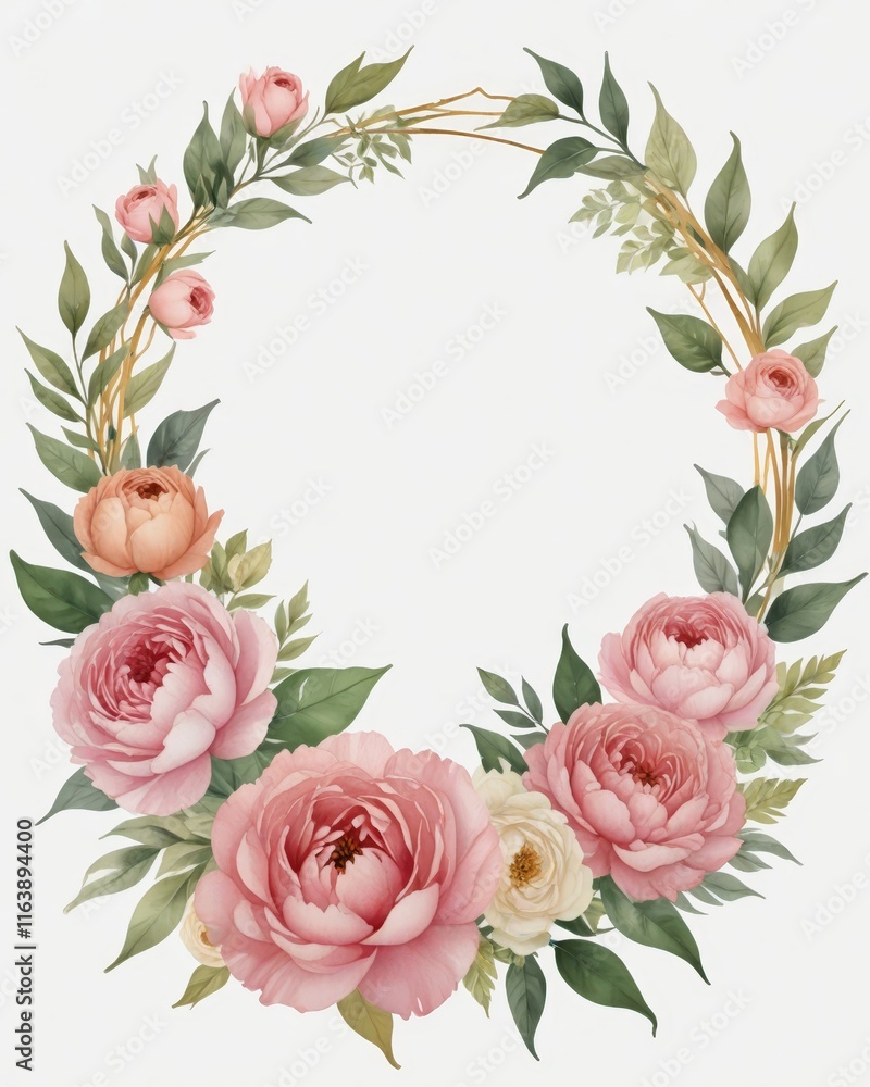 corona de flores de acuarela. tarjeta de invitación