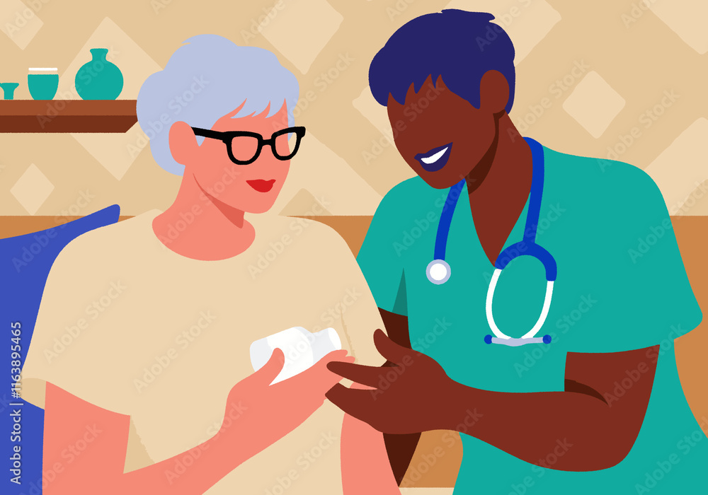 © Westend61 - Caregiver explaining medication to elderly woman at home