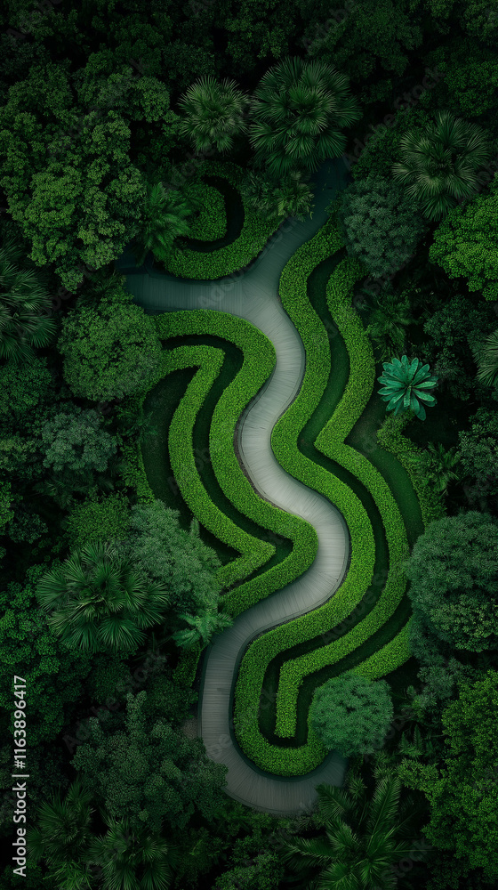 Obraz premium Lucid labyrinth aus Gras inmitten eines dichten Waldes