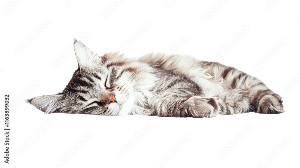 Fototapeta premium Sleeping cat with soft fur and peaceful expression