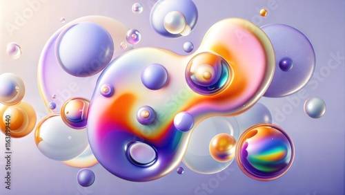 Purple color theme blobs fluid holographic effect background 3d liquid splash rainbow gasoline spill bubble