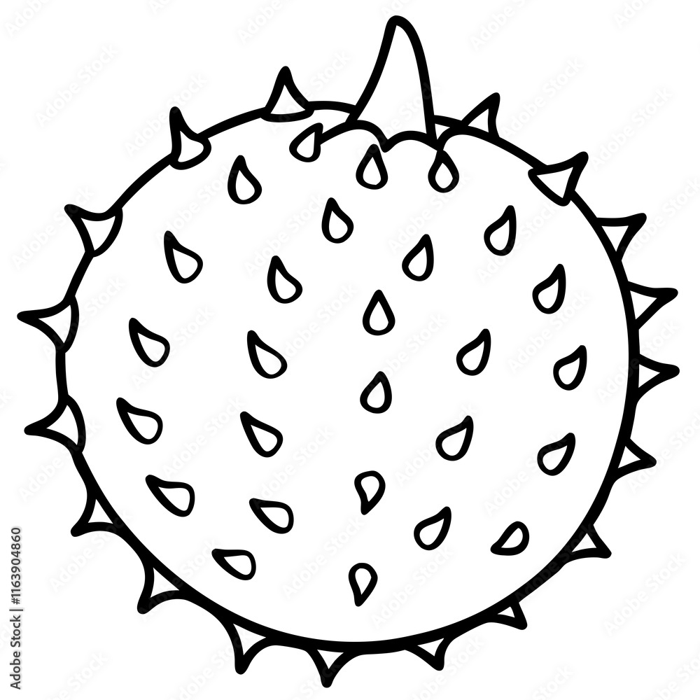 Abstract Kiwano Vector Line Drawing Abstract Kiwano Vector Line Drawing