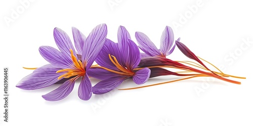 a purple flower with orange center