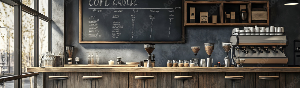 Naklejka premium Coffee shop with a chalkboard sign -