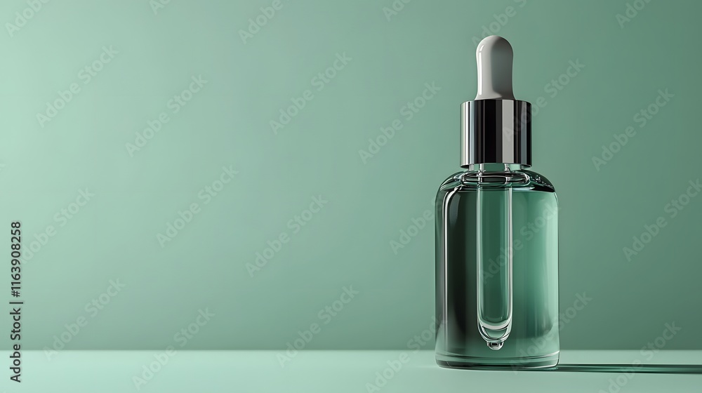 Elegant Green Liquid in Glass Bottle with Dropper Highlighting Natural Essence and Herbal Remedies in a Minimalist and Calming Setting for Wellness Elegant Green Liquid in Glass Bottle with Dropper Highlighting Natural Essence and Herbal Remedies in a Minimalist and Calming Setting for Wellness
