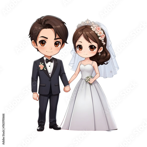 Romantic couple moments on transparent background 