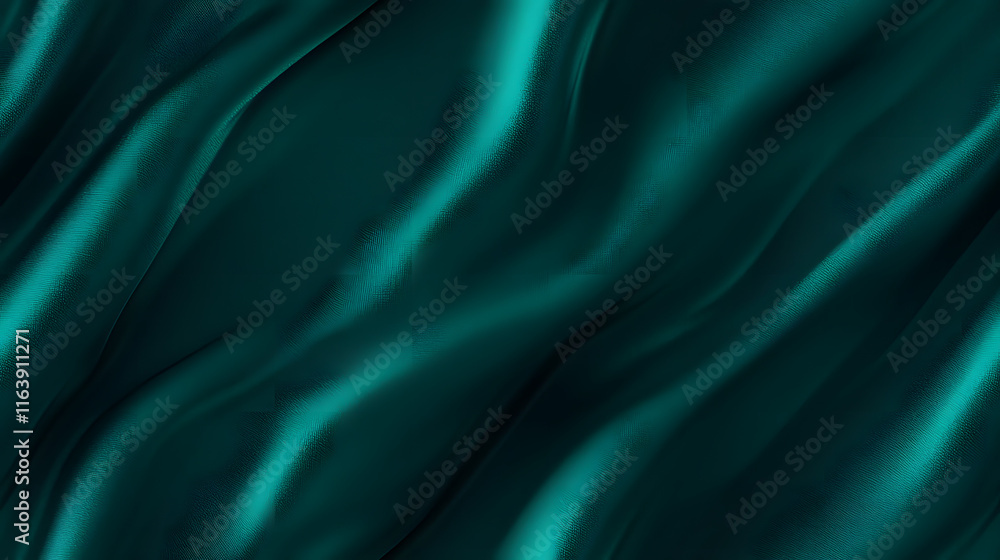 Fototapeta premium Black dark teal jade emerald sea aventurine green abstract background. Silk satin fabric. Glitter shimmer. Color gradient. Line stripe wave shadow. Drapery curtain. Luxury elegant subtle. Blank design