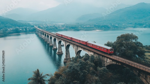 Wallpaper Mural Scenic Train Journey Across a Majestic Bridge Torontodigital.ca