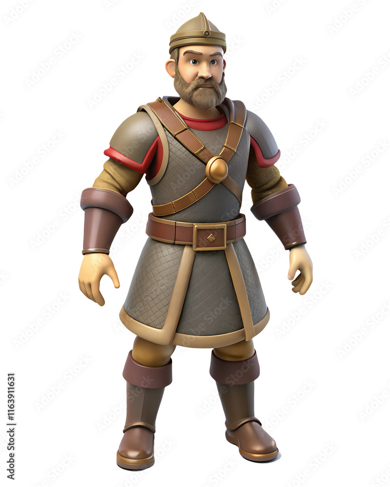 3D render 19th century feudal warrior standing full length on a white isolated transparent background. Cut-out 19th character soldier. 3D render 19th century feudal warrior standing full length on a white isolated transparent background. Cut-out 19th character soldier.
