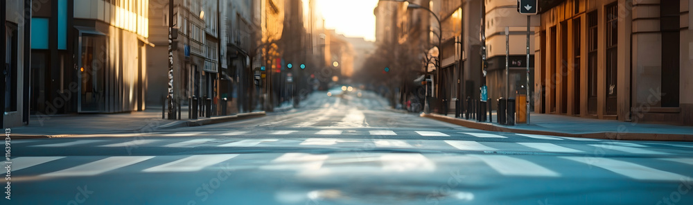 Obraz premium Empty Streets at the Intersection on a Sunny Day -