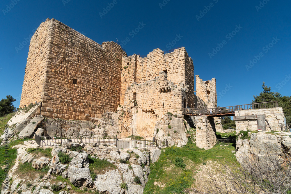 Ajloun, Jordan: The famous Ajloun castle that dates back to the 12th century in northern Jordan near Jerash in the middle east on a sunny day