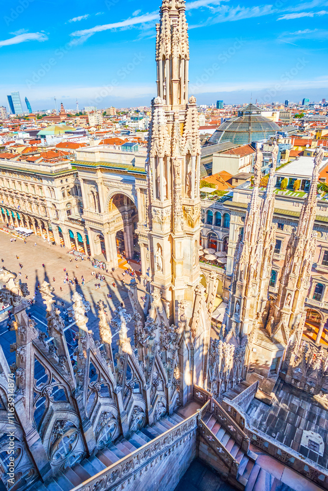 The roof of Milan Cathedral is a stunning display of Gothic architecture, Italy