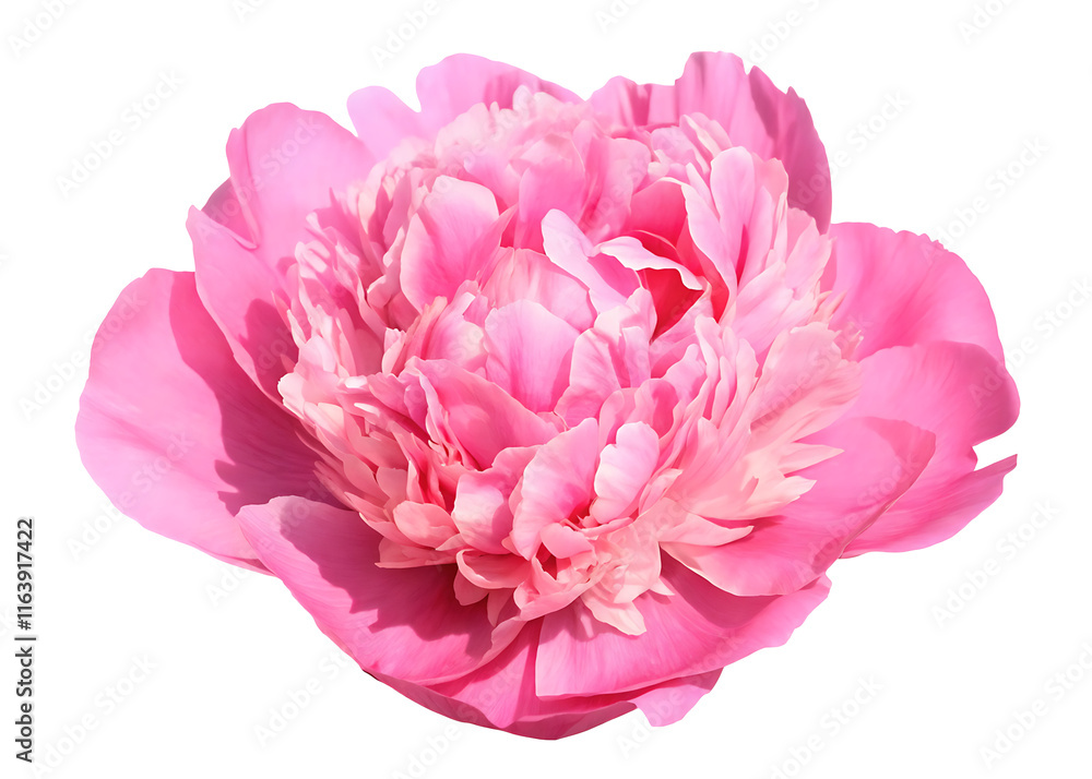 Fototapeta premium Pink peony flower head isolated on white background PNG.AI GENERATED