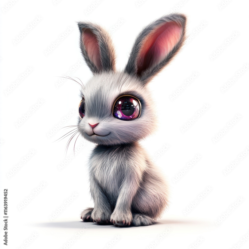Lovable AI rabbit with fluffy, metallic ears. vector style art 3d illustration Isolated on White Background Lovable AI rabbit with fluffy, metallic ears. vector style art 3d illustration Isolated on White Background
