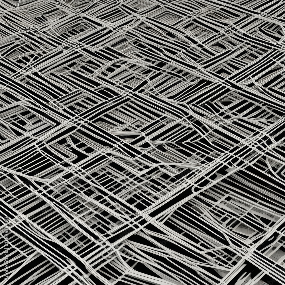 An abstract, intricate network of lines and shapes, creating a mesmerizing and dynamic visual pattern. An abstract, intricate network of lines and shapes, creating a mesmerizing and dynamic visual pattern.