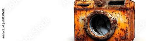 Rusty Vintage Washing Machine 3D Render Illustration photo