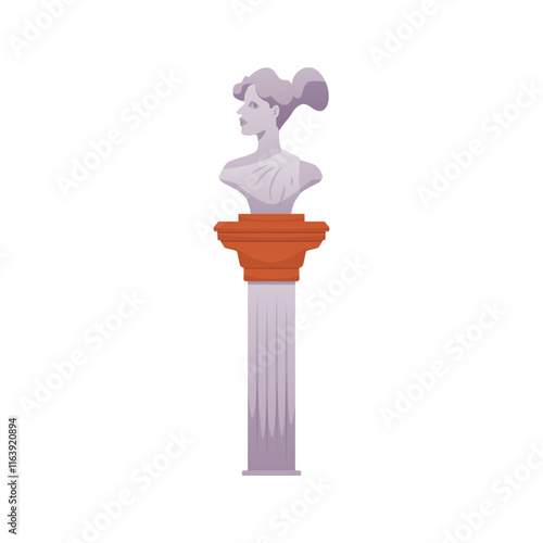 Vector illustration in vintage style with a sculpture depicting a young woman on a column