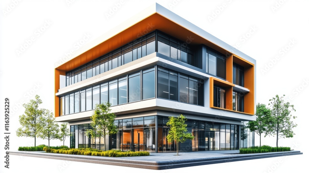 Fototapeta premium Modern Office Building with Unique Design Features