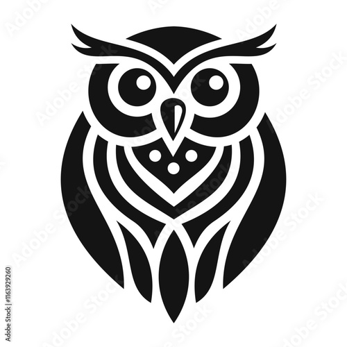 Black and white logo type owl silhouette design photo