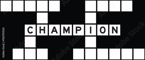 Alphabet letter in word champion on crossword puzzle background