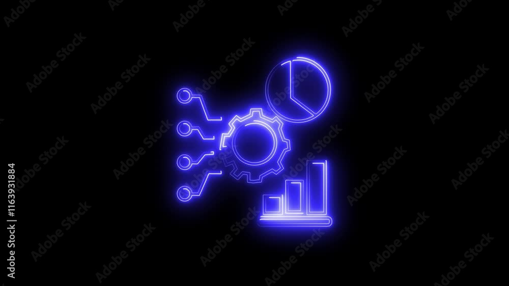 Data Analysis Management Outline Icon in HD Video Neon Animation – Strategy and Control Symbol on blue color Black Background Data Analysis Management Outline Icon in HD Video Neon Animation – Strategy and Control Symbol on blue color Black Background