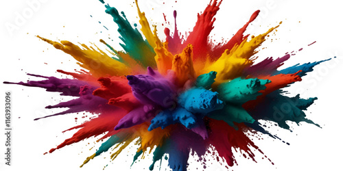 Vector abstract colorful rainbow holi paint and colorful cloud smoke powder explosion isolated on transparent wide panorama background.	
