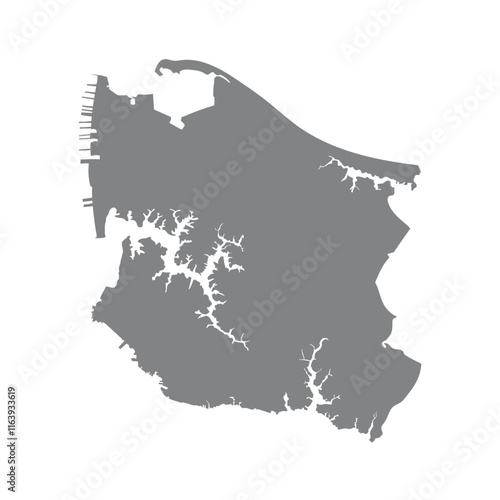 Norfolk city printable map. Silhouette of Norfolk VA. photo