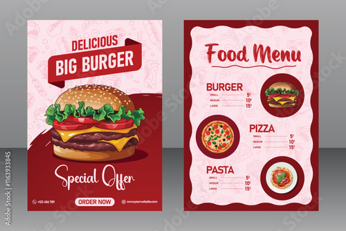 A4 Size Delicious Burger Food Menu Poster For Restaurant and Marketing purposes, Food Poster, Food Banner, Food Flyer, Restaurant Poster, Restaurant Banner, Restaurant Flyer