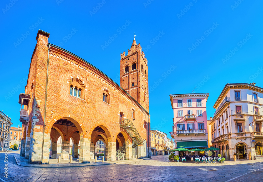 Panorama of Palazzo dell'Arengario on Piazza Roma in Monza, Italy