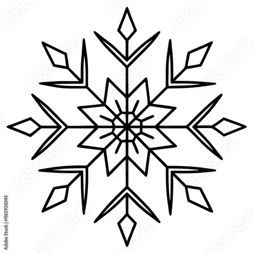 Intricate Snowflake Line Art for Vector Designs