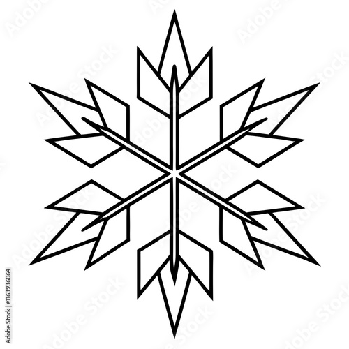 Intricate Snowflake Line Art for Vector Designs