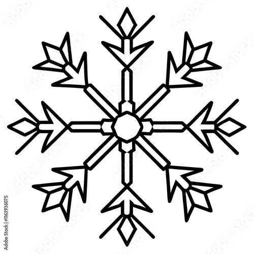 Intricate Snowflake Line Art for Vector Designs