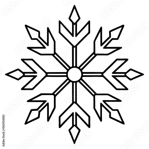 Intricate Snowflake Line Art for Vector Designs