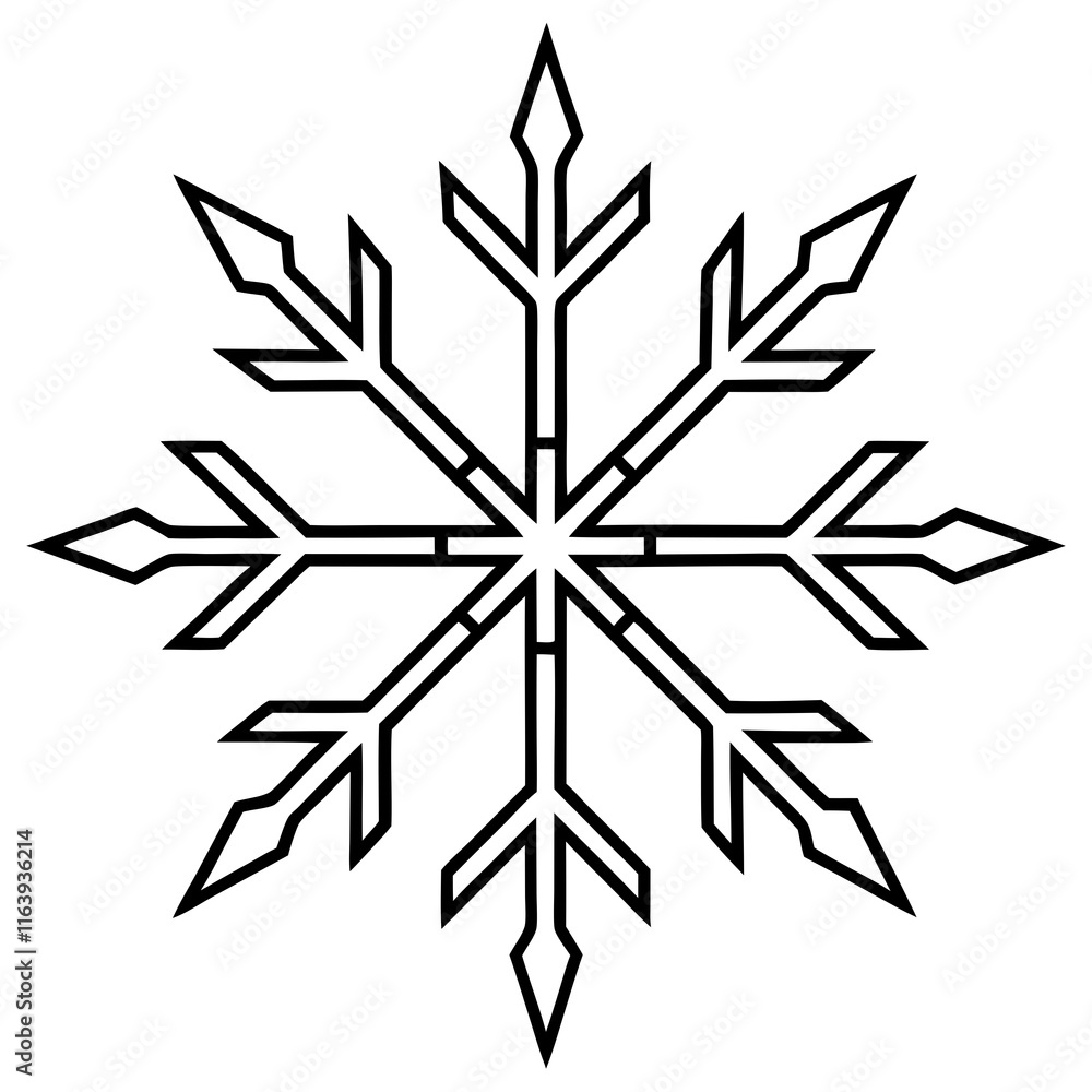 Intricate Snowflake Line Art for Vector Designs Intricate Snowflake Line Art for Vector Designs