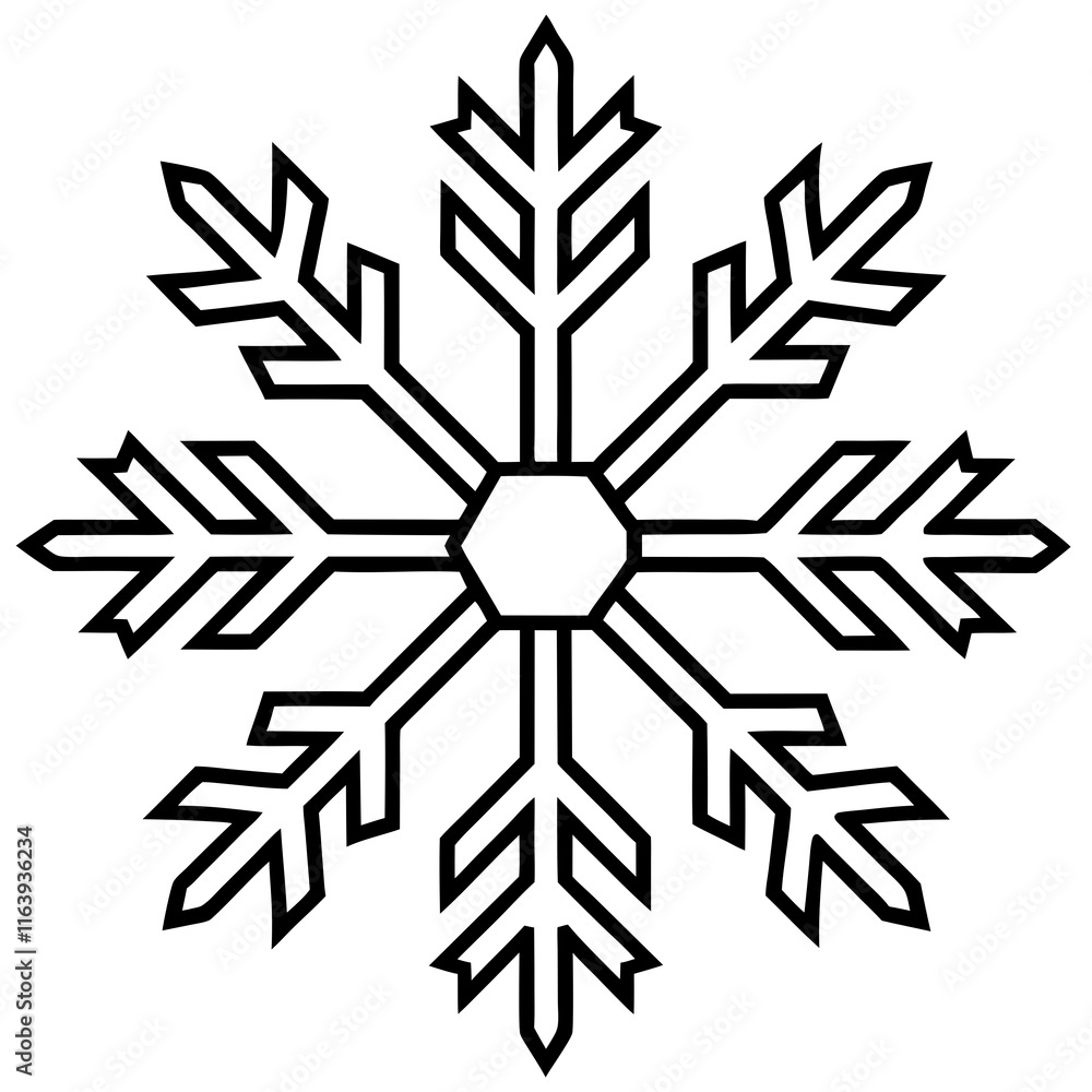 Intricate Snowflake Line Art for Vector Designs Intricate Snowflake Line Art for Vector Designs