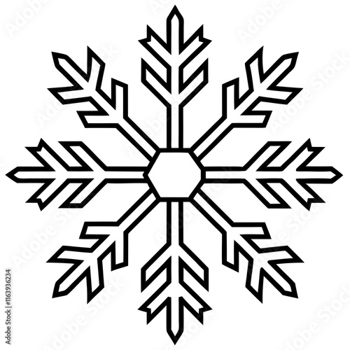 Intricate Snowflake Line Art for Vector Designs
