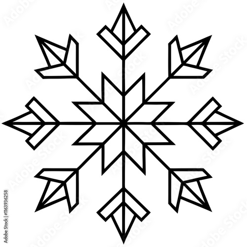 Intricate Snowflake Line Art for Vector Designs
