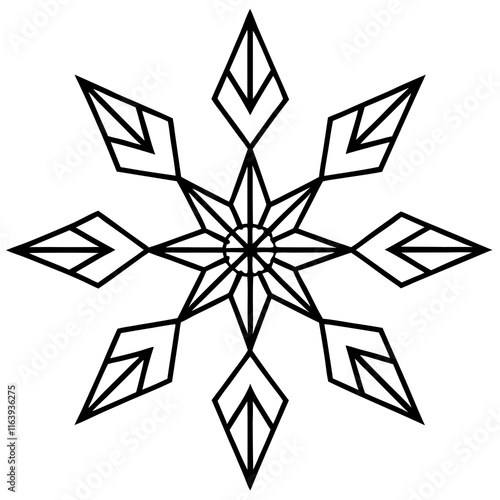 Intricate Snowflake Line Art for Vector Designs
