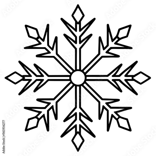 Intricate Snowflake Line Art for Vector Designs
