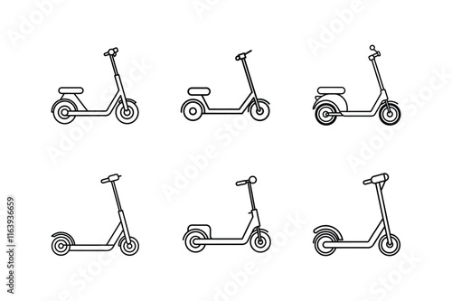 electric scooter line art vector illustration, bicycle icon