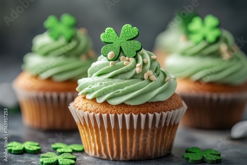 Wallpaper Mural Delicious chocolate cupcakes decorated with green frosting for saint patrick's day celebration Torontodigital.ca