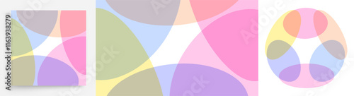 Abstract background with translucent overlapping coloured shapes. Modern design. Set of spheres. 3d vector illustration for brochure, banner, cover, card, flyer or presentation.