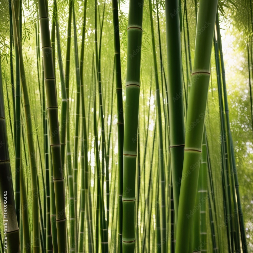 A dense grove of tall, slender bamboo stalks bathed in warm sunlight, creating a serene and tranquil scene. A dense grove of tall, slender bamboo stalks bathed in warm sunlight, creating a serene and tranquil scene.