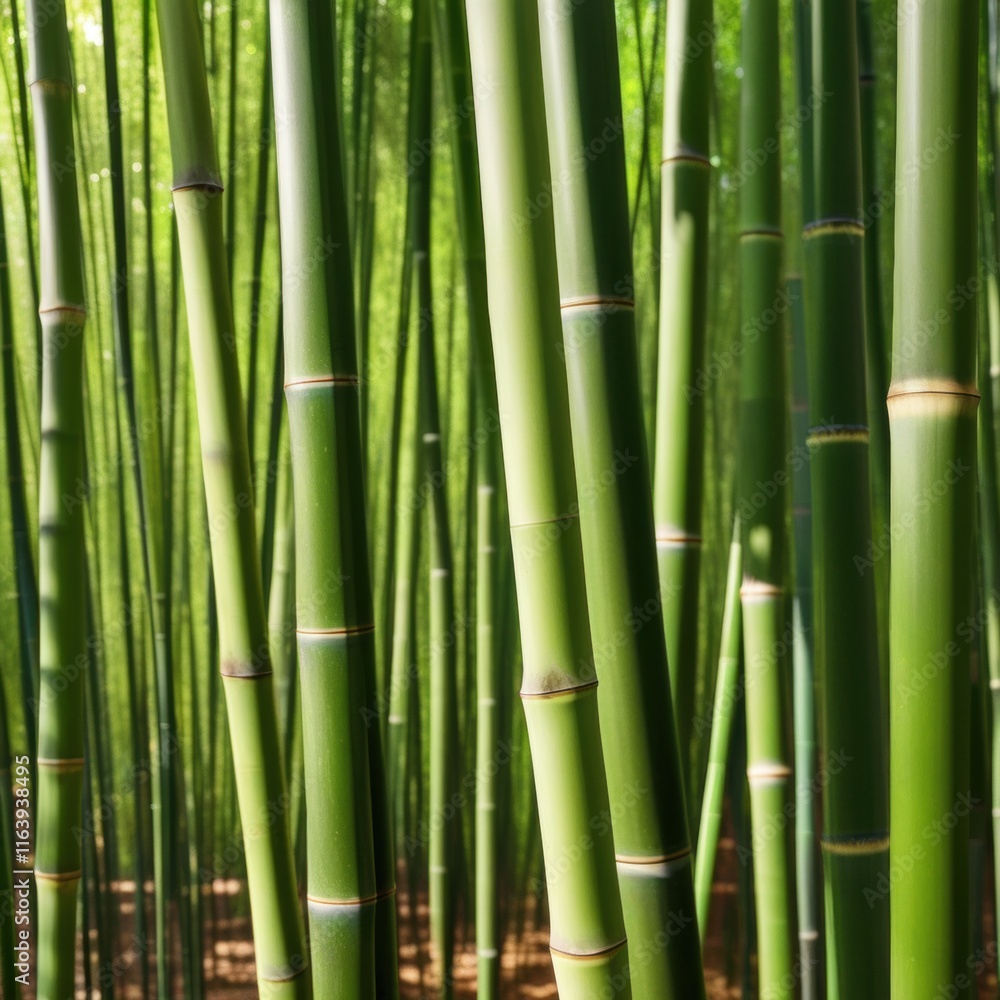 A dense grove of tall, slender bamboo stalks bathed in warm sunlight, creating a serene and tranquil scene. A dense grove of tall, slender bamboo stalks bathed in warm sunlight, creating a serene and tranquil scene.