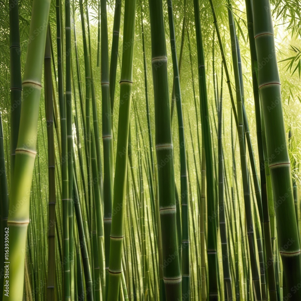 A dense grove of tall, slender bamboo stalks bathed in warm sunlight, creating a serene and tranquil scene. A dense grove of tall, slender bamboo stalks bathed in warm sunlight, creating a serene and tranquil scene.