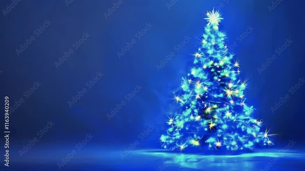 Glowing blue Christmas tree on blue background. Glowing blue Christmas tree on blue background.