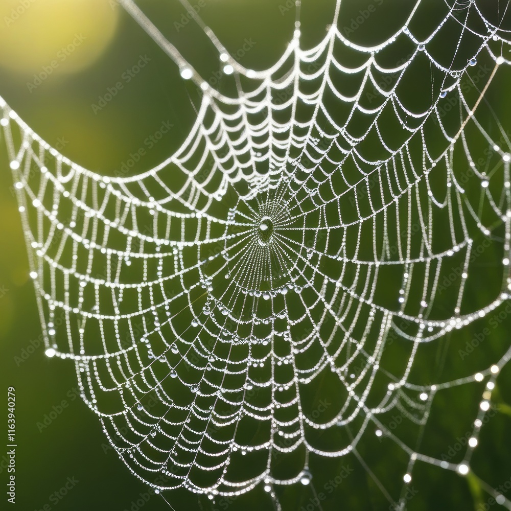 A dew-laden spiderweb shimmers in the darkness capturing the intricate beauty of nature's delicate artistry. A dew-laden spiderweb shimmers in the darkness capturing the intricate beauty of nature's delicate artistry.