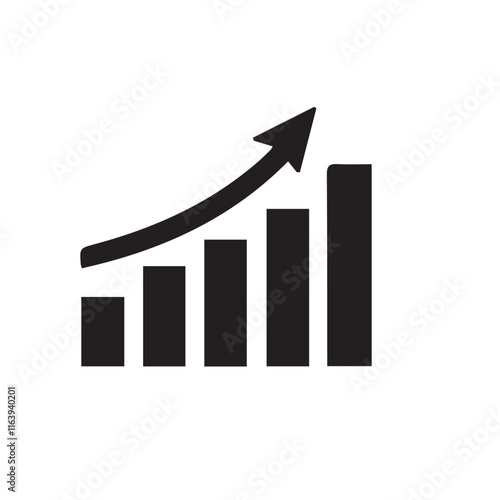 business graph with arrow icon on white background
